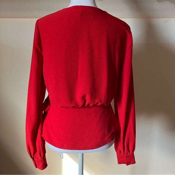 Bailey 44 Red/Pink Colorblock Wrap Long Sleeve Blouse size 4 - Picture 3 of 8
